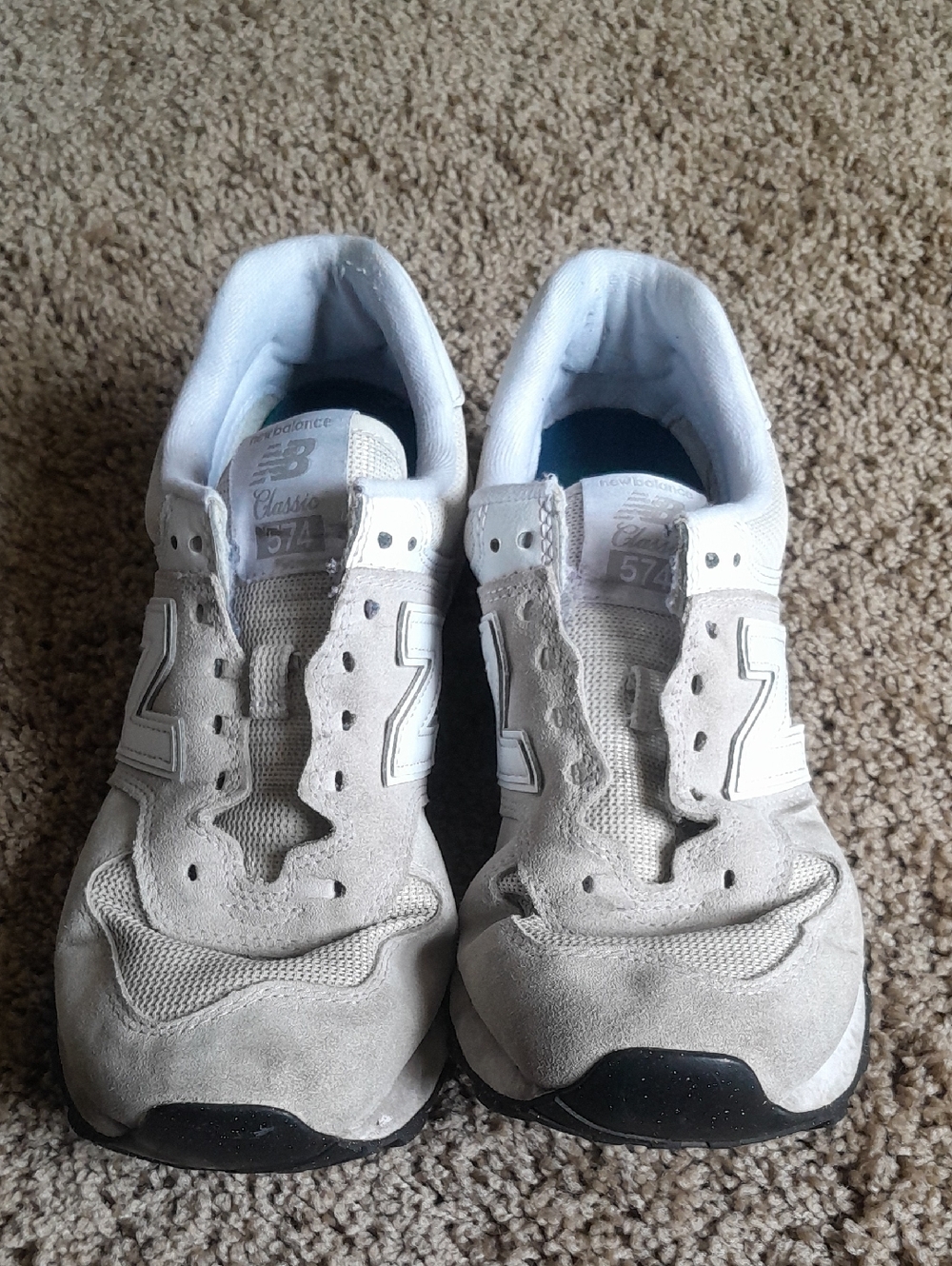 New Balance Gray and White 574 Classic Sneakers